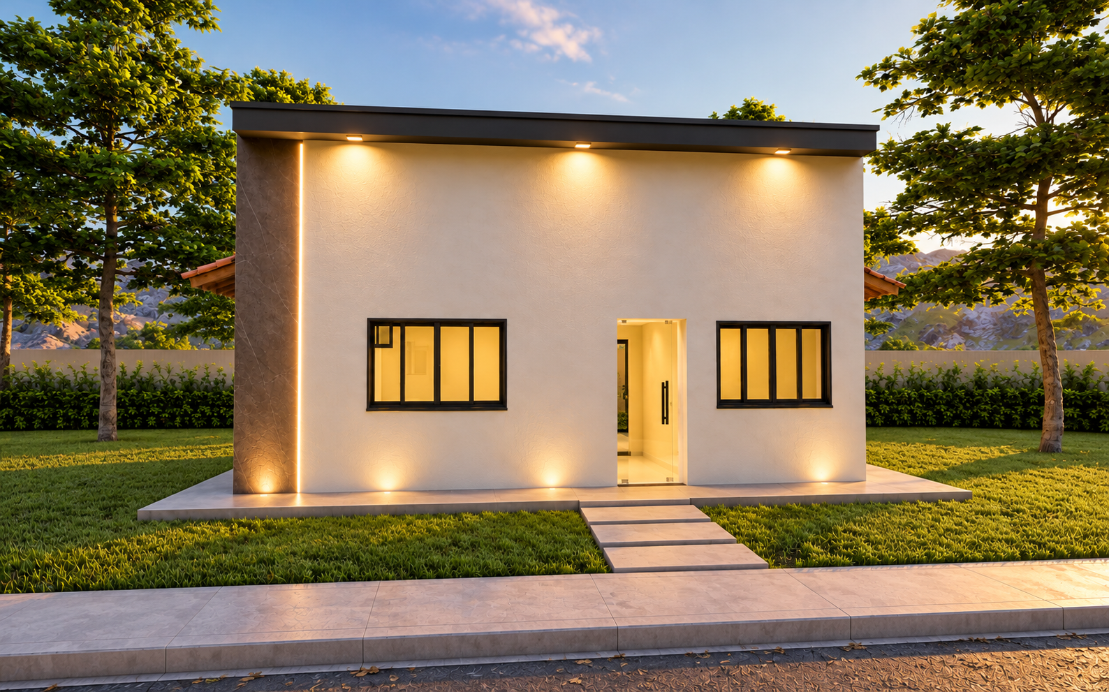 Planta de casa Planta De Casa Com 2 Quartos (Espelho) — 2 quartos, 1 banheiros, 67.69 m² de área construída, terreno 10x20