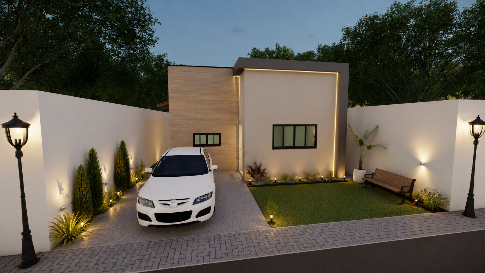 Planta de casa Casa Com 01 Quarto E Suite Com Closet — 2 quartos, 1 suíte, 2 banheiros, 88.5 m² de área construída, terreno 10x25