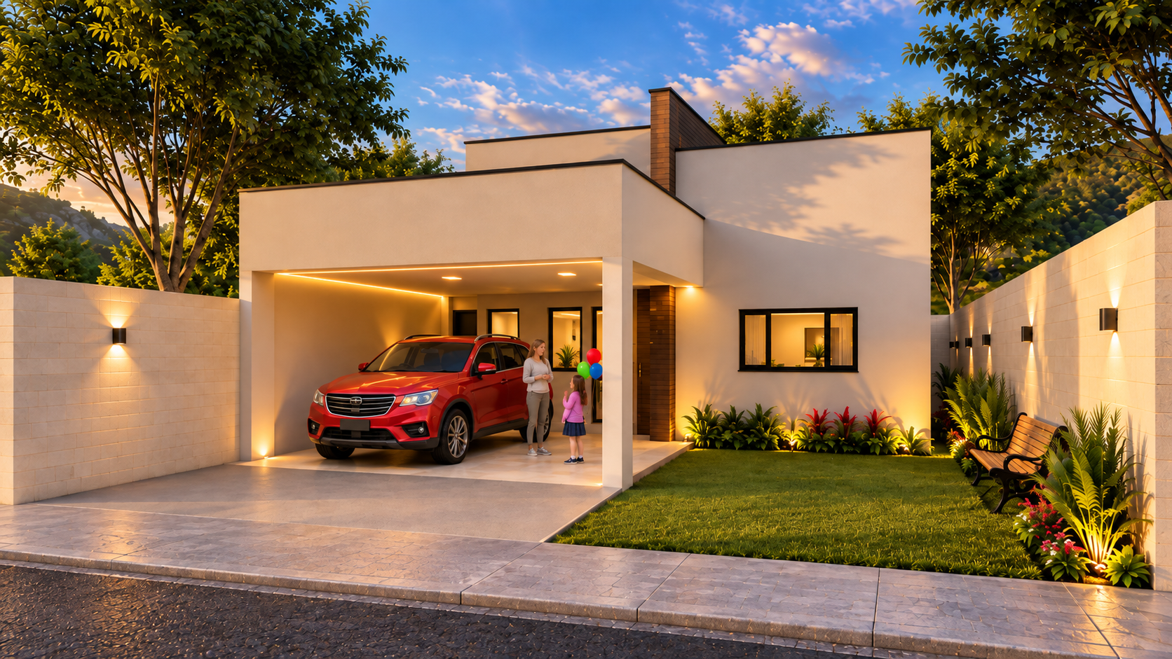 Planta de casa Planta De Casas Com 3 Quartos Sendo 1 Suíte Com Closet (Espelho) — 3 quartos, 1 suíte, 3 banheiros, 2 vagas de garagem, 136.08 m² de área construída, terreno 10x25