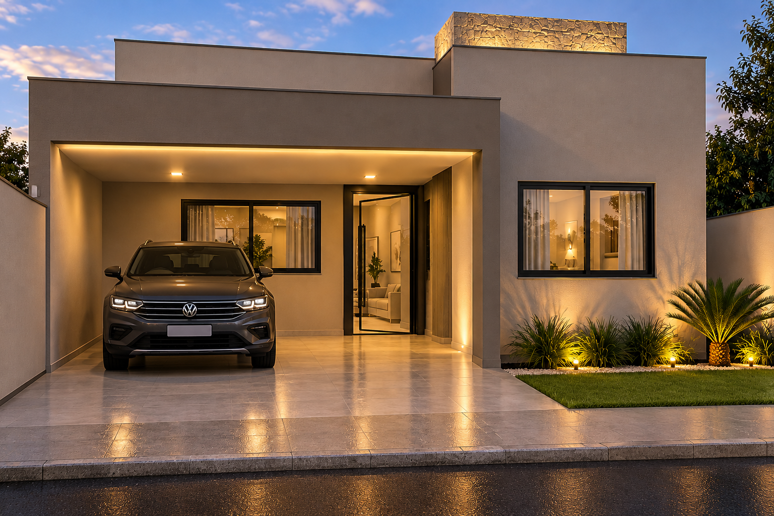 Planta de casa Planta De Casa Com 3 Quarto E Area Gourmet (Espelho) — 3 quartos, 1 suíte, 3 banheiros, 2 vagas de garagem, 140.17 m² de área construída, terreno 10x30
