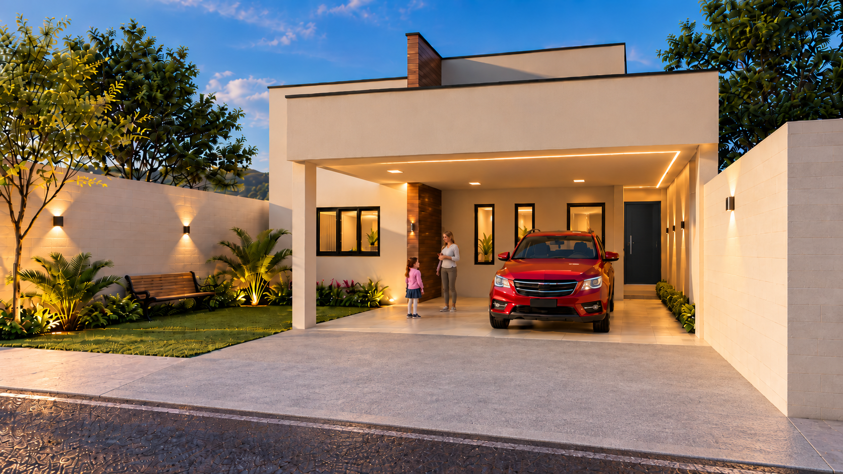Planta de casa Planta De Casas Com 3 Quartos Sendo 1 Suíte Com Closet — 3 quartos, 1 suíte, 3 banheiros, 2 vagas de garagem, 136.08 m² de área construída, terreno 10x25